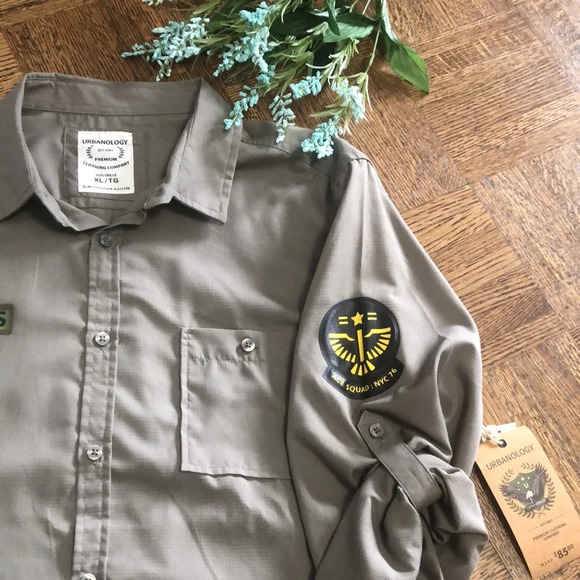 URBANOLOGY Mens Army green shirt - Picture 4 of 7